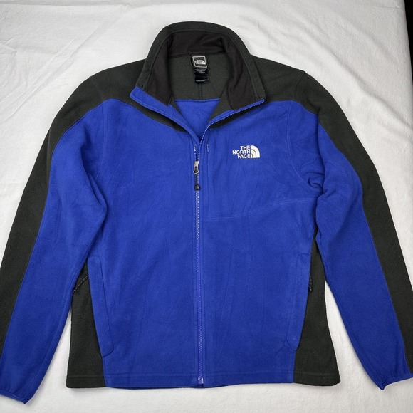 North Face Jacket Mens Large Blue Black Fleece Full Zip Outdoor Hiking TNF TKA - Picture 1 of 12
